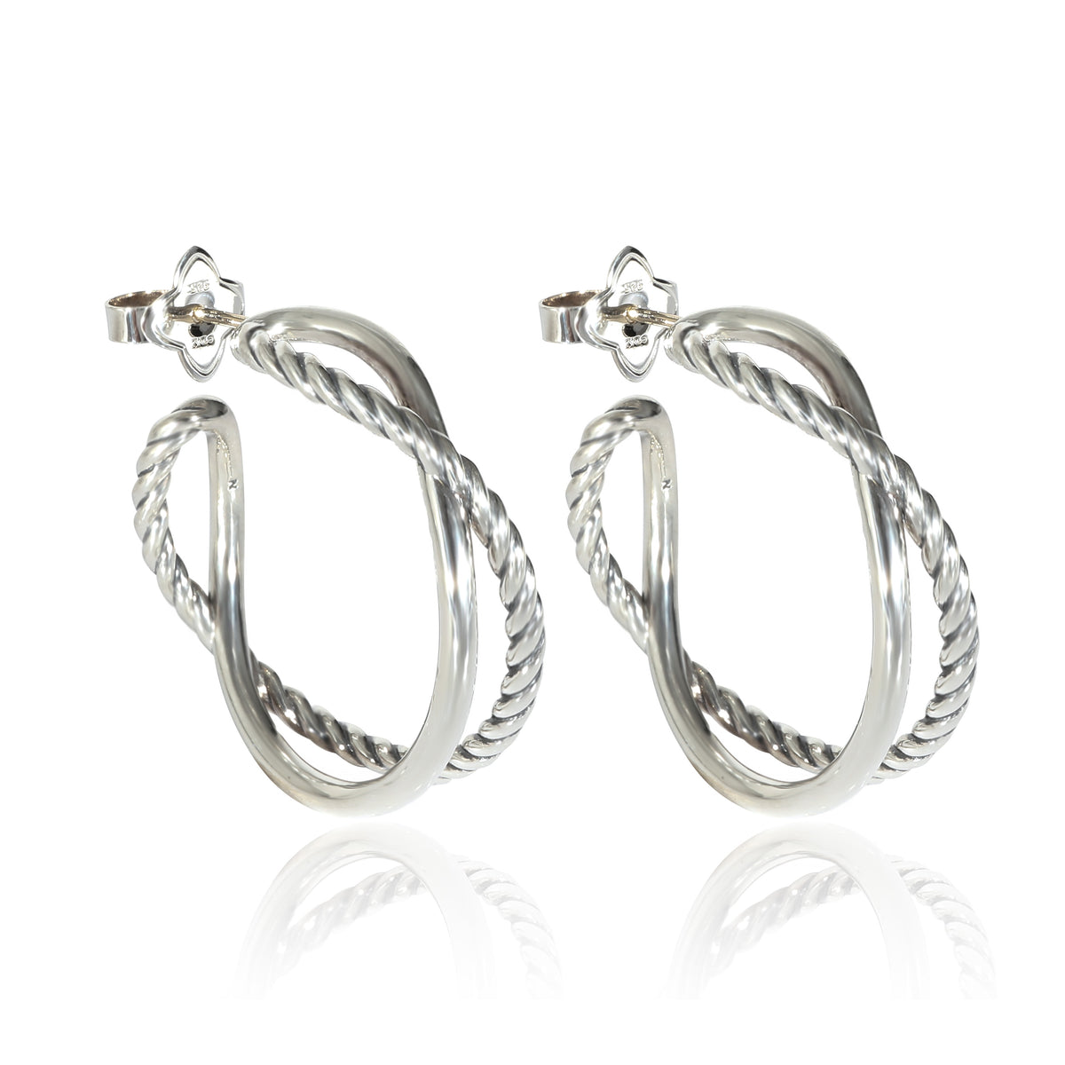 David Yurman Crossover Hoop Earrings in Sterling Silver