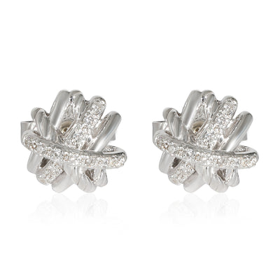 David Yurman Crossover Diamond 11mm Stud Earrings in Sterling Silver 0.2 CTW