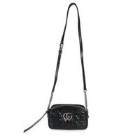 Gucci Black Matelasse Calfskin Aria Small GG Marmont Shoulder