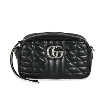 Gucci Black Matelasse Calfskin Aria Small GG Marmont Shoulder