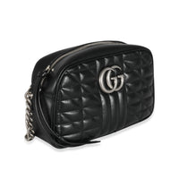 Gucci Black Matelasse Calfskin Aria Small GG Marmont Shoulder