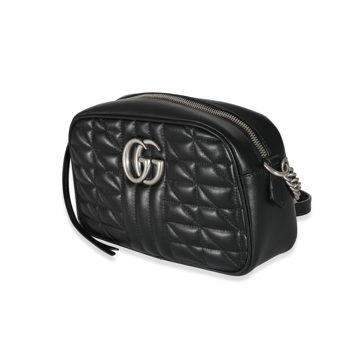 Gucci Black Matelasse Calfskin Aria Small GG Marmont Shoulder