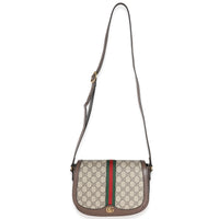 Gucci Beige GG Supreme Monogram Small Ophidia Flap Messenger