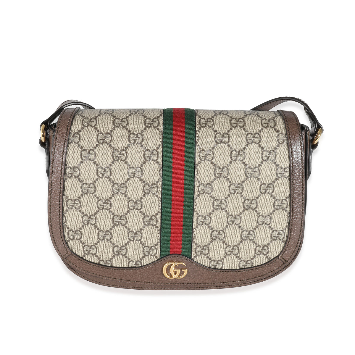 Gucci Beige GG Supreme Monogram Small Ophidia Flap Messenger