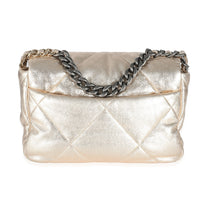 Chanel Gold Metallic Quilted Lambskin Medium Chanel 19 Bag