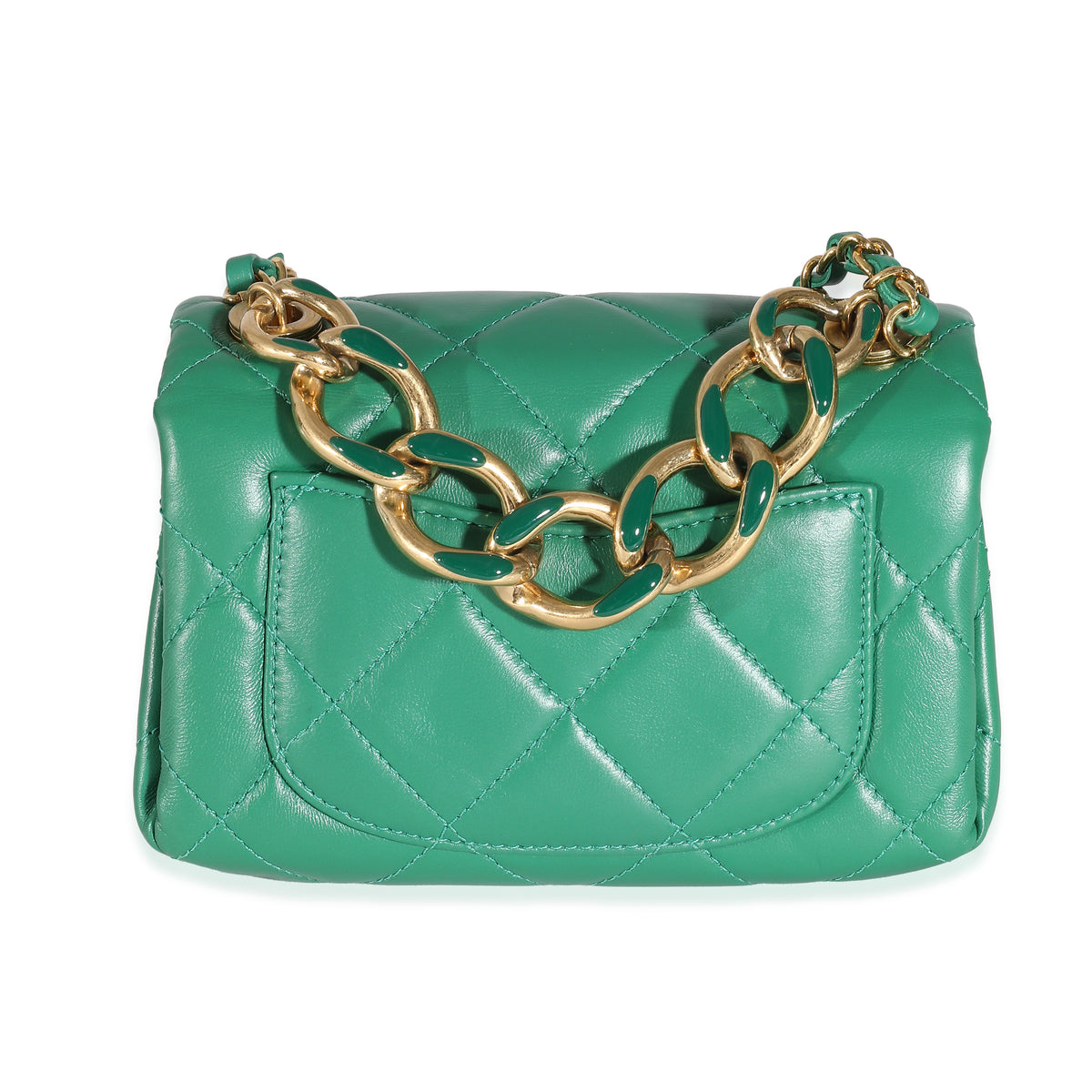 Chanel Green Quilted Lambskin Colour Match Mini Flap Bag