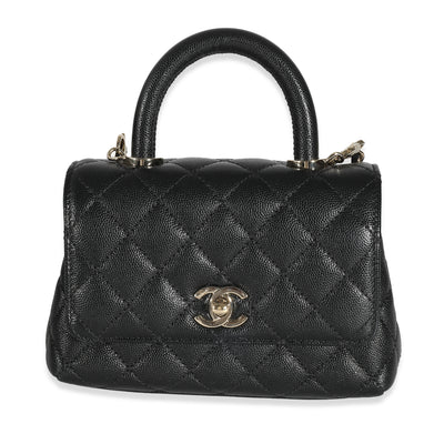 Chanel Black Quilted Caviar Extra Mini Coco Top Handle