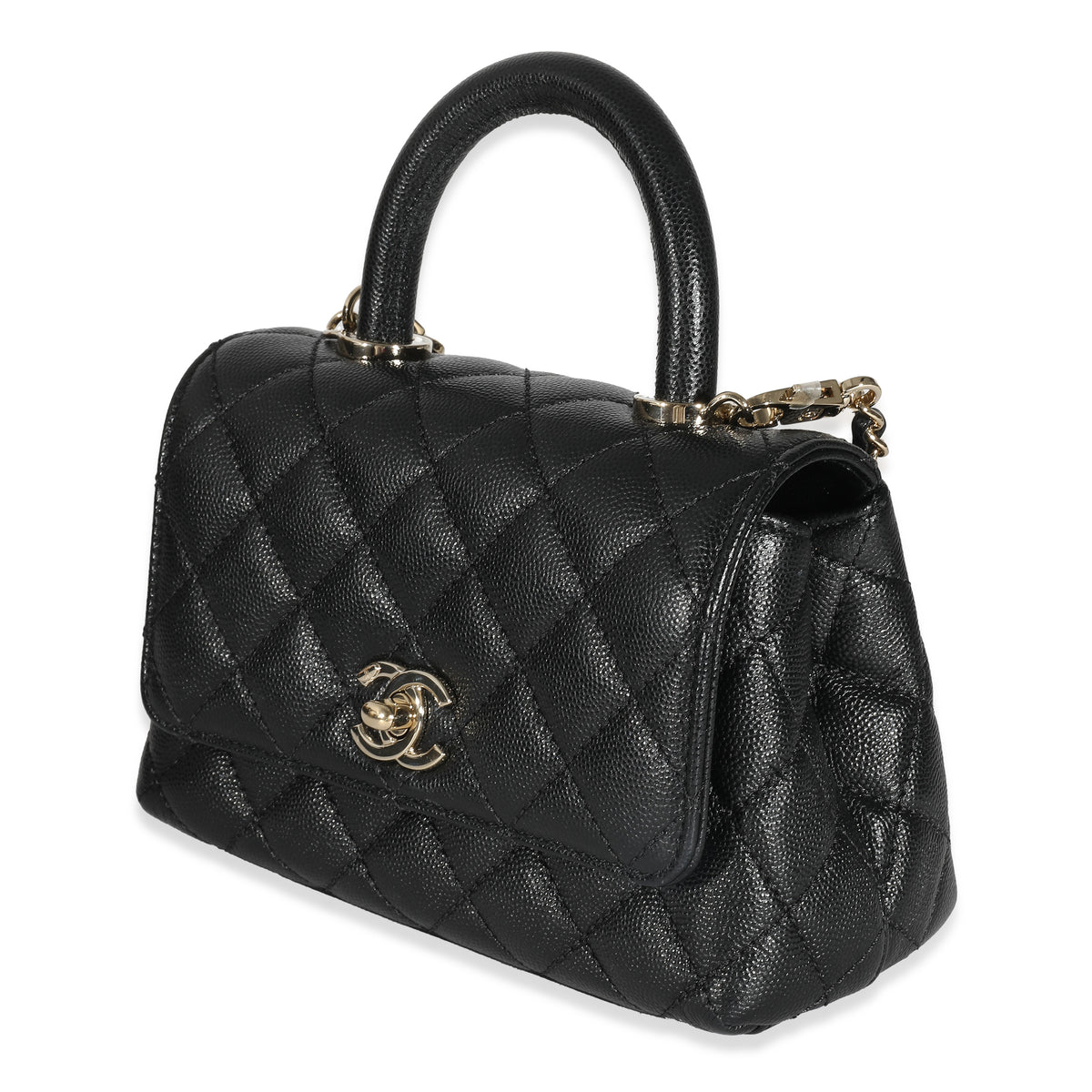 Chanel Black Quilted Caviar Extra Mini Coco Top Handle