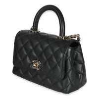 Chanel Black Quilted Caviar Extra Mini Coco Top Handle