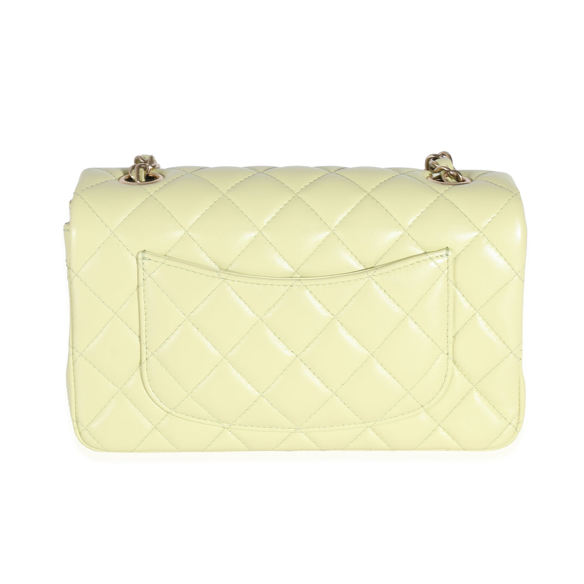 Chanel Light Green Quilted Lambskin Mini Rectangular Flap Bag