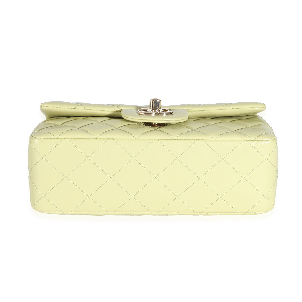 Chanel Light Green Quilted Lambskin Mini Rectangular Flap Bag