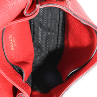 Red Pebbled Vitello Daino Saddle Bag