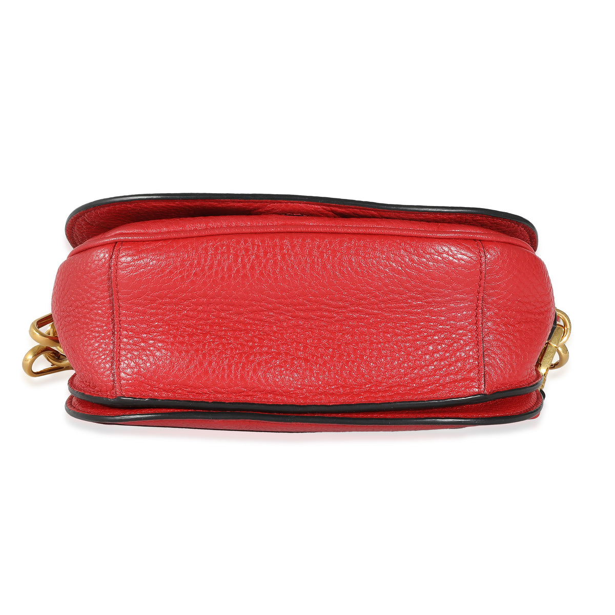 Red Pebbled Vitello Daino Saddle Bag