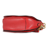 Red Pebbled Vitello Daino Saddle Bag