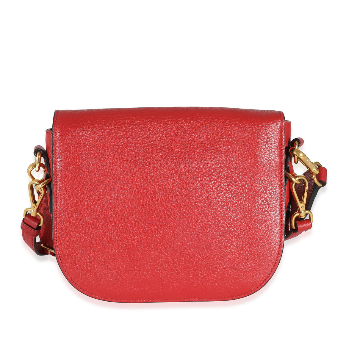 Red Pebbled Vitello Daino Saddle Bag