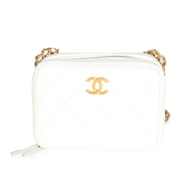 Chanel White Quilted Caviar Twist Your Buttons Clutch With Chain