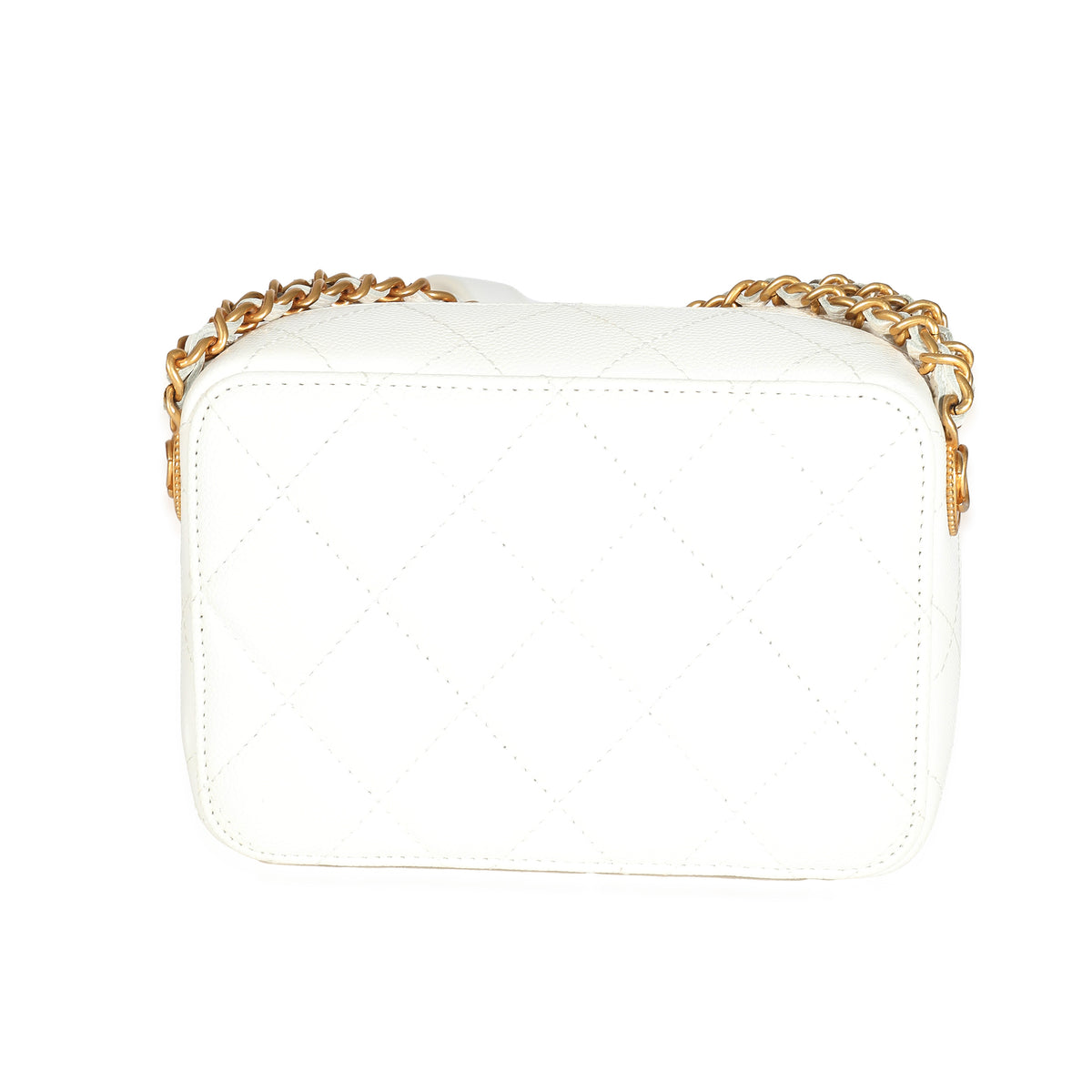 Chanel White Quilted Caviar Twist Your Buttons Clutch With Chain