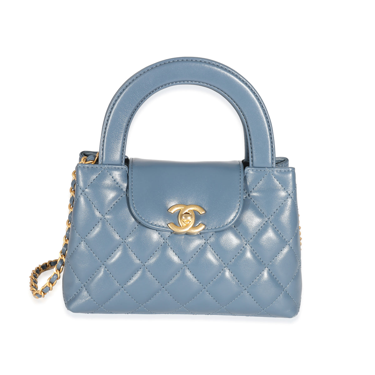 Chanel Blue Shiny Aged Quilted Calfskin Small Kelly Shopper