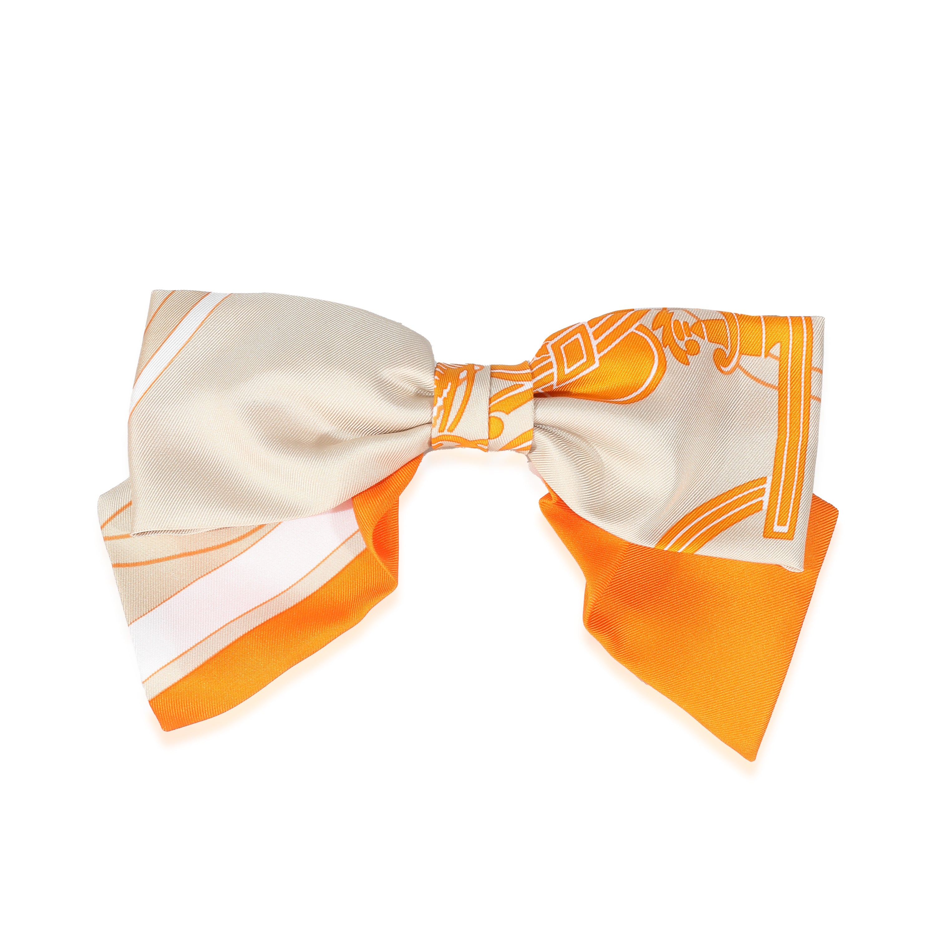 HERMES EX LIBRE HAIR CLIP Hermès Silk Beige Palomino Ex-Libris Grenelle Hair Clip  main image 3