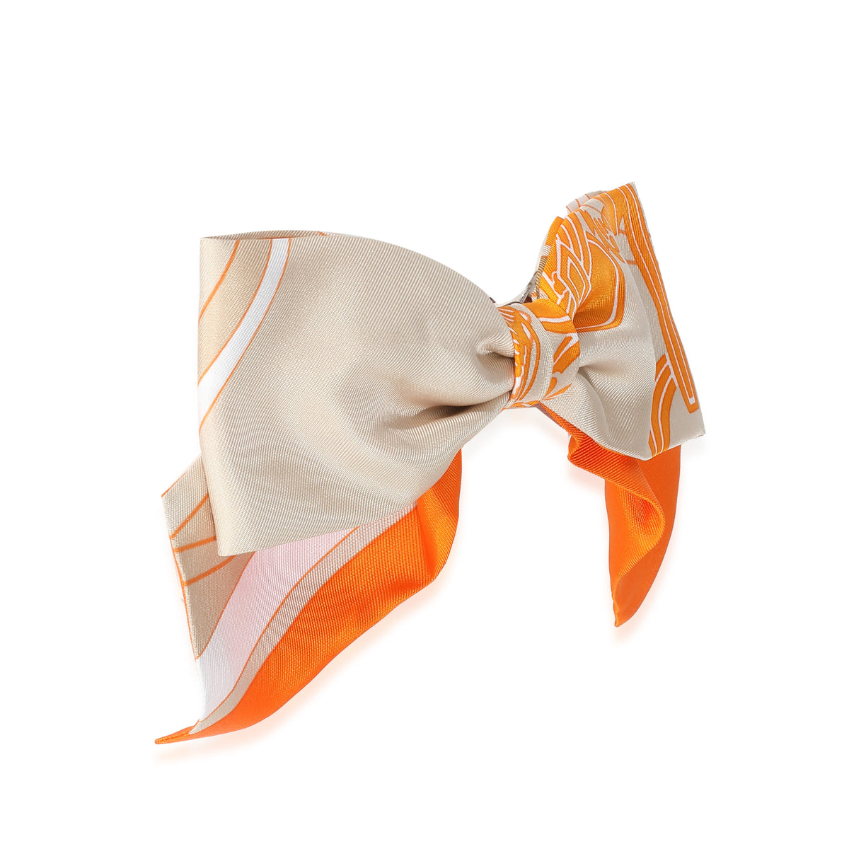 Hermès Silk Beige Palomino Ex-Libris Grenelle Hair Clip