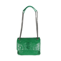 Saint Laurent Green Matelassé Crinkled Lambskin Baby Niki Chain Bag