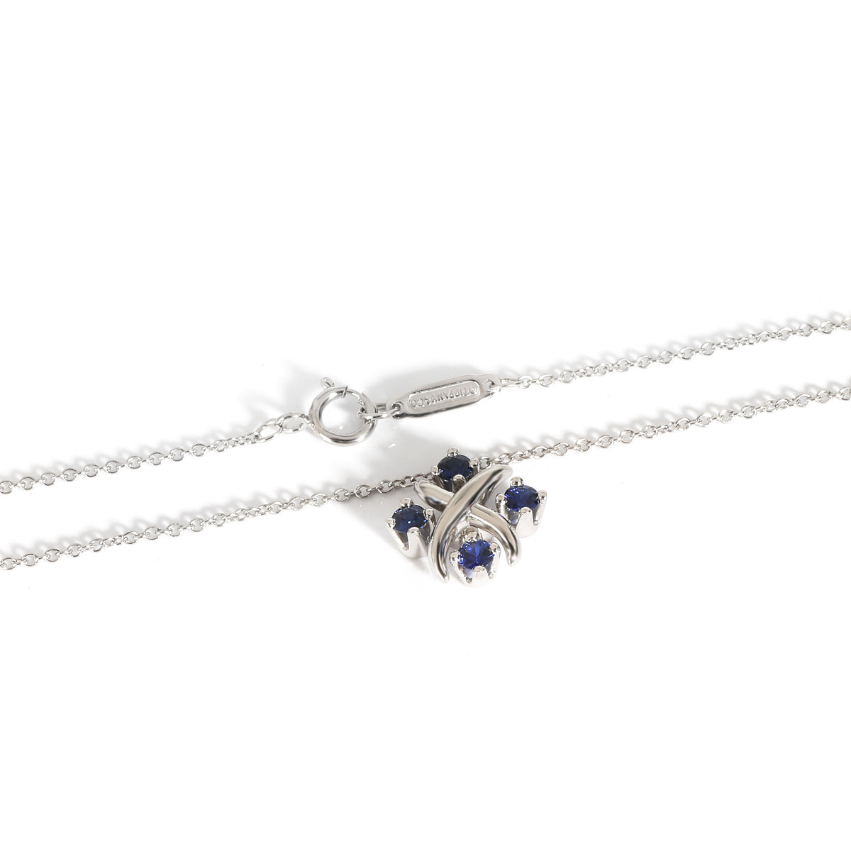 Tiffany & Co. Schlumberger Lynn Sapphire Pendant in Platinum on a Chain