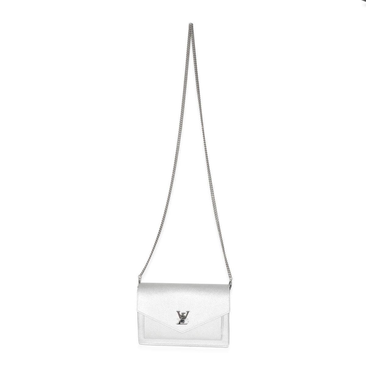 Louis Vuitton Silver Calfskin Mylockme Chain Pochette