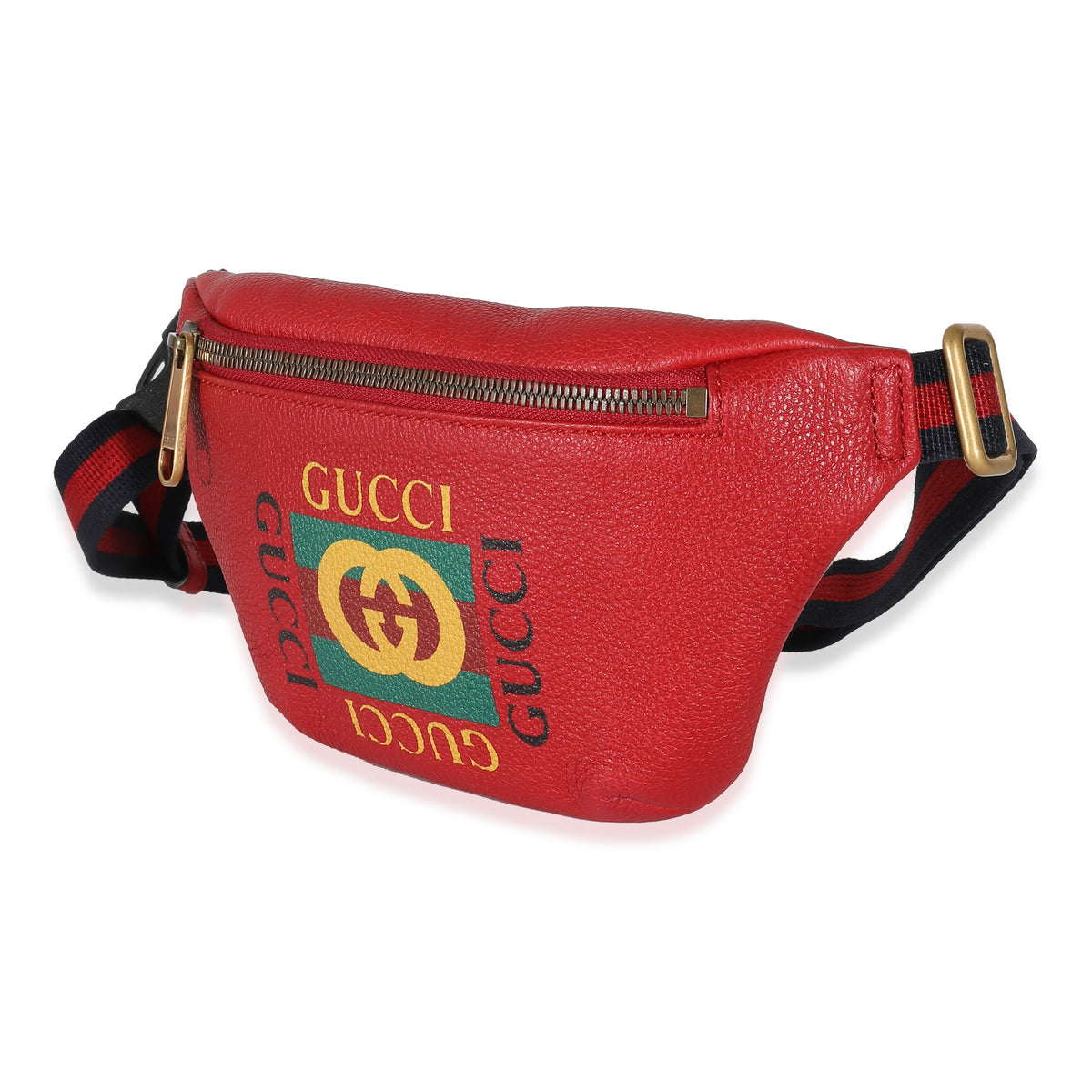 Gucci Red Leather Gucci Logo Bumbag