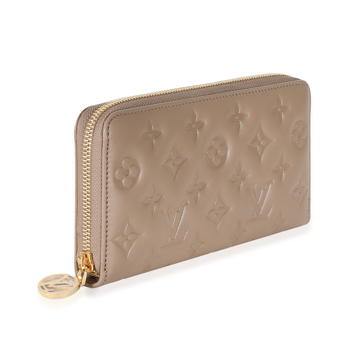 Louis Vuitton Taupe Monogram Embossed Lambskin Coussin Zippy Wallet