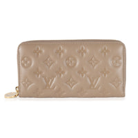 Louis Vuitton Taupe Monogram Embossed Lambskin Coussin Zippy Wallet