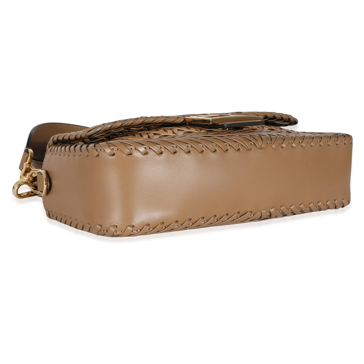 Fendi Sand and Brown Leather Interlaced Baguette