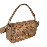 Fendi Sand and Brown Leather Interlaced Baguette