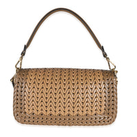 Fendi Sand and Brown Leather Interlaced Baguette