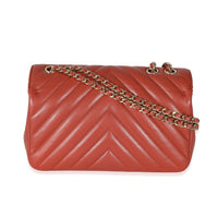 Chanel Brown Quilted Calfskin Chevron Small Statement Flap