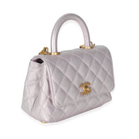 Chanel Metallic Purple Quilted Caviar Extra Mini Coco Top Handle