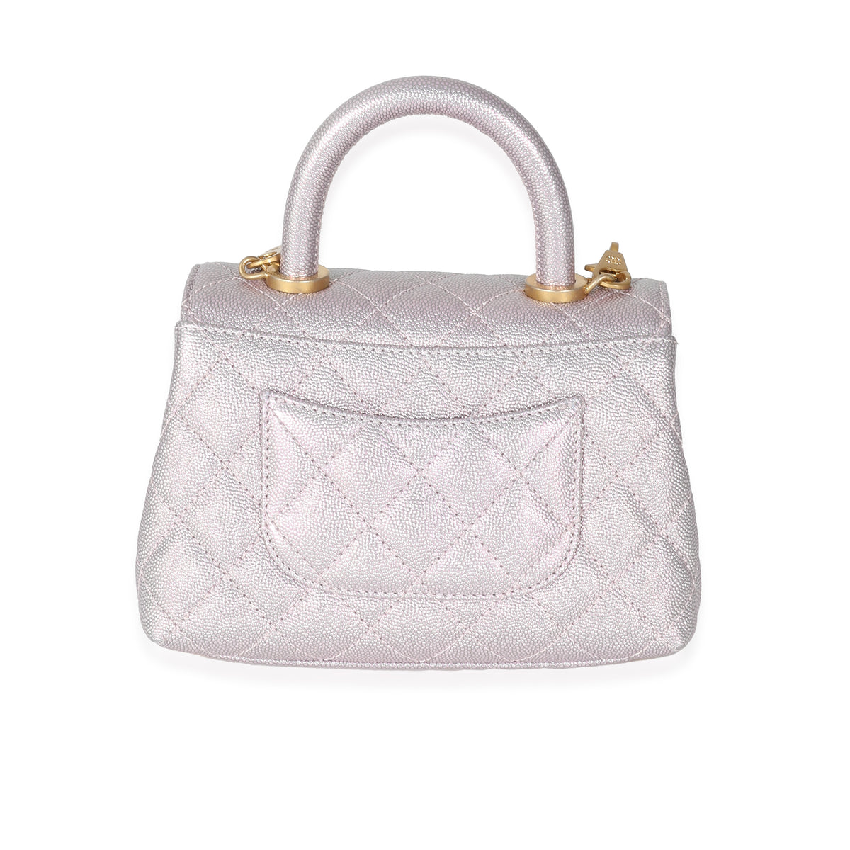 Chanel Metallic Purple Quilted Caviar Extra Mini Coco Top Handle