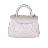 Chanel Metallic Purple Quilted Caviar Extra Mini Coco Top Handle