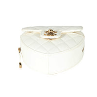 Chanel White Quilted Lambskin CC In Love Clutch with Chain