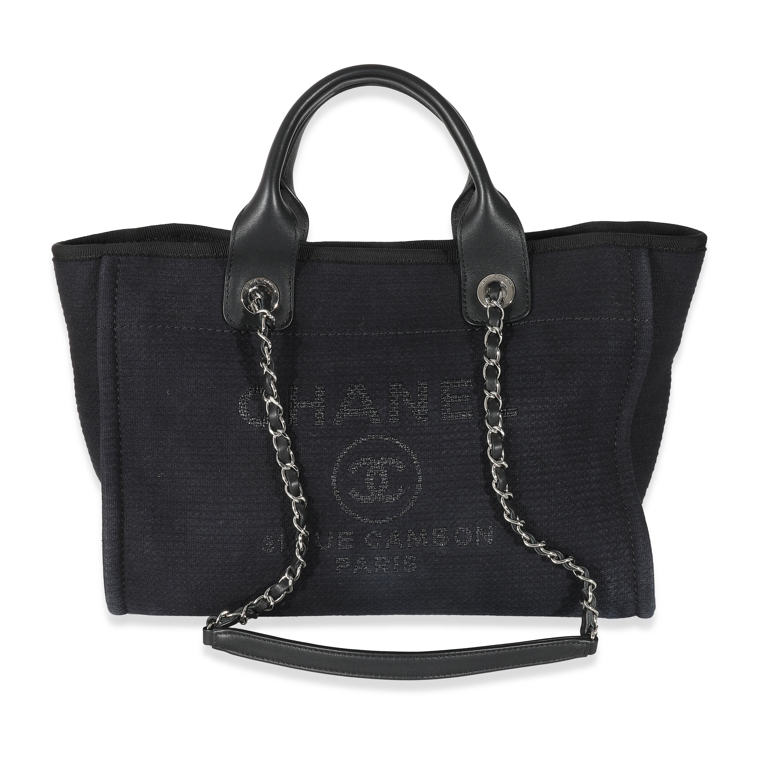 Chanel black canvas tote sale bag