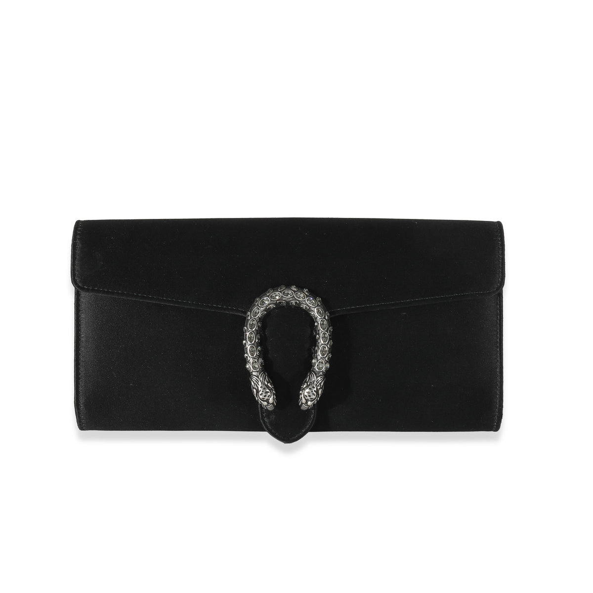 Gucci Black Satin Dionysus Clutch myGemma QA Item 136643