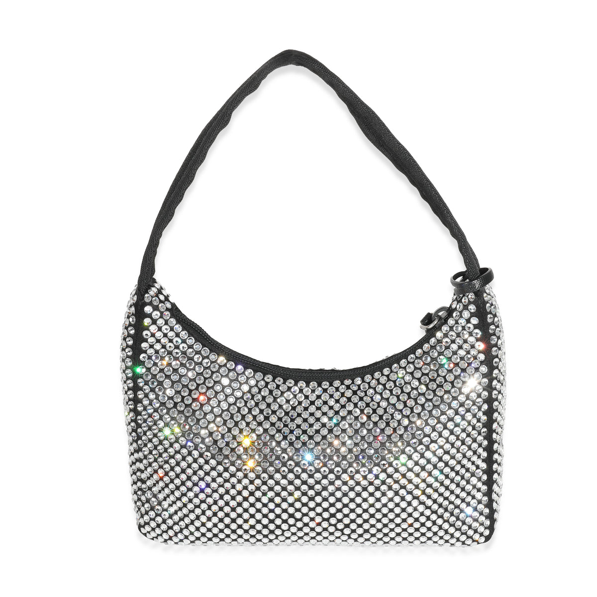 Prada Black Satin Crystal Re-Edition 2000 Mini Bag