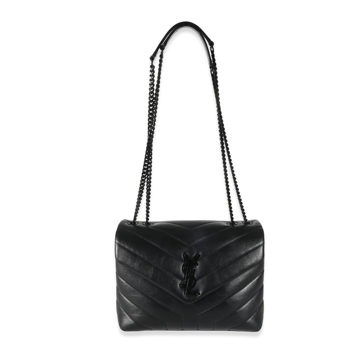 Saint Laurent Black Calfskin Y Quilted Monogram Small Loulou