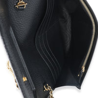 Gucci Black Textured Leather GG Marmont Mini Chain Bag