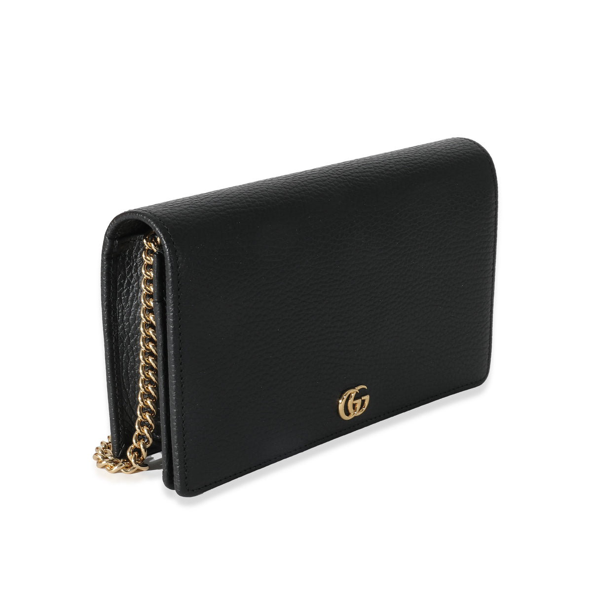 Gucci Black Textured Leather GG Marmont Mini Chain Bag myGemma