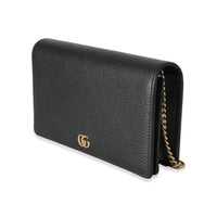 Gucci Black Textured Leather GG Marmont Mini Chain Bag