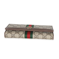 Gucci Beige GG Supreme Monogram Web Ophidia Chain Wallet