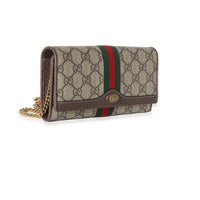 Gucci Beige GG Supreme Monogram Web Ophidia Chain Wallet