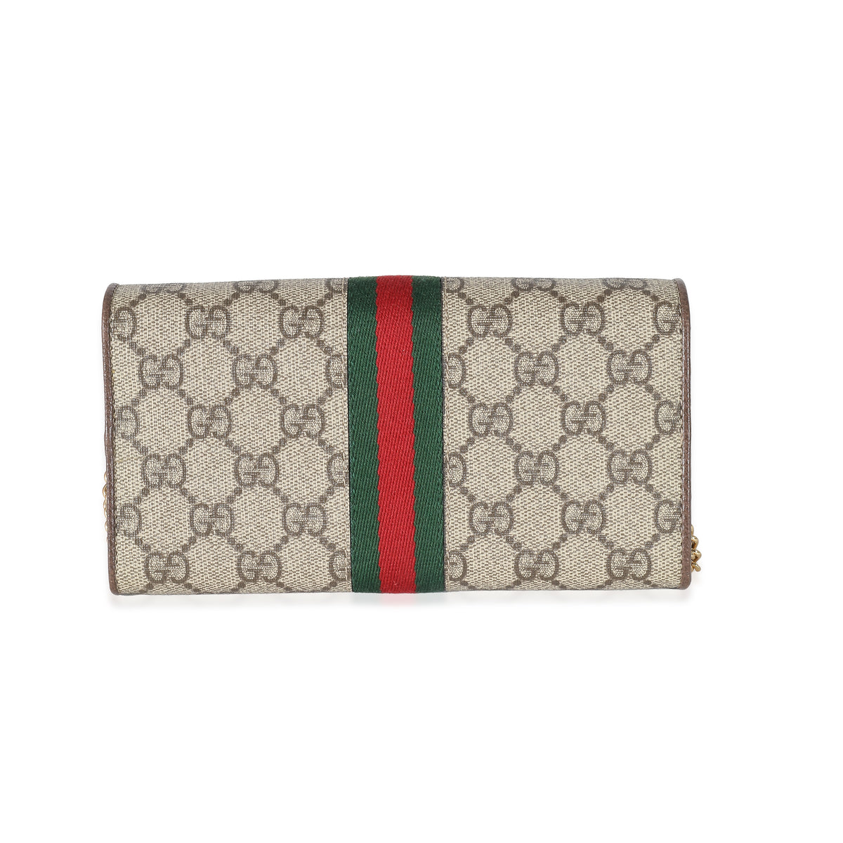 Gucci Beige GG Supreme Monogram Web Ophidia Chain Wallet