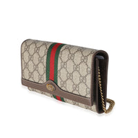 Gucci Beige GG Supreme Monogram Web Ophidia Chain Wallet