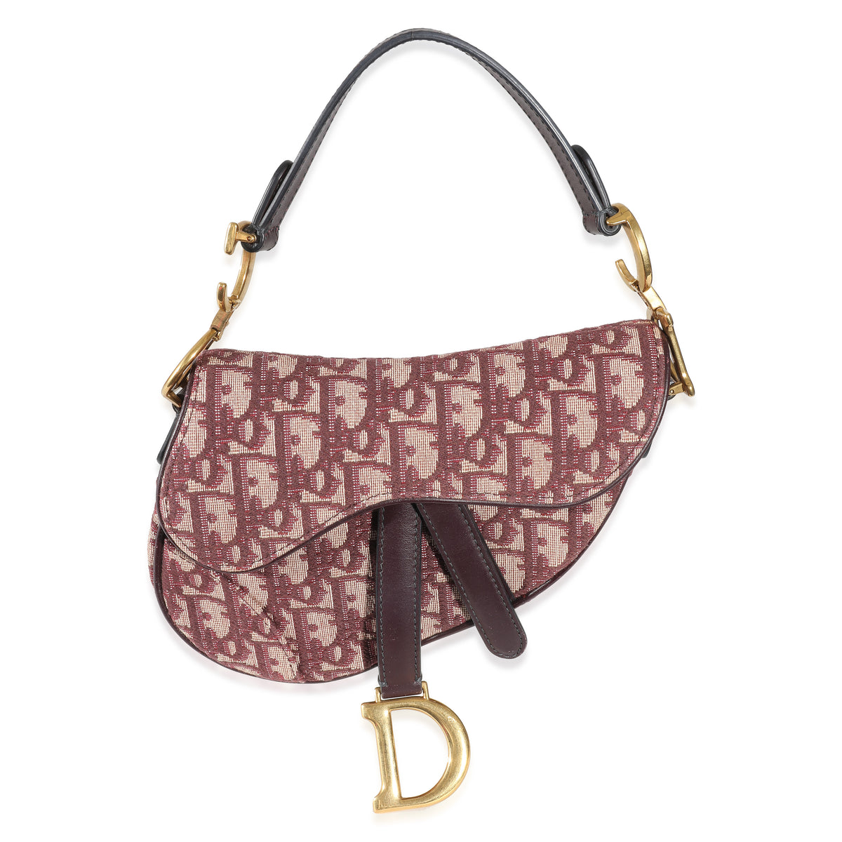 Christian Dior Burgundy Oblique Canvas Mini Saddle Bag